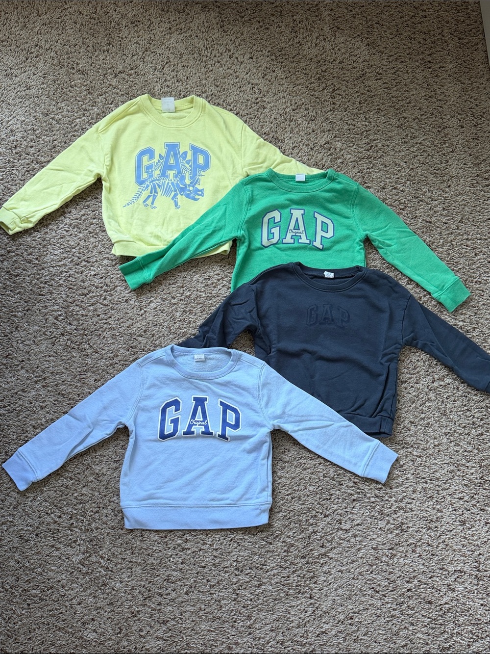 GAP Kids Crewneck Sweatshirts in Yellow, Green, Navy & Light Blue
